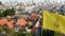 Cityscape of modern oriental town. View of houses roofs on streets of majestic Bangkok from Golden Mount Temple during