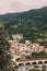 Cityscape of Monterosso al Mare with picturesque green hills on the background, Five lands, Italy