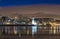 Cityscape night scene Montreal Canada over river