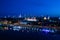 Cityscape of old buildings and architecture in the old town in Warsaw. Aerial view of old buildings, castles and a church in the