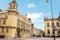 Cityscape of old buildings with blue sky in Oxford town