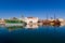 Cityscape of the old venetian harbor at morning, city of Rethymno, Crete