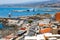 Cityscape of the old venetian harbor in Rethymno, Greece