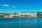 Cityscape of Oslo viewed from the sea, Norway. Skyline of a port city on summer sunny day