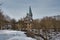 Cityscape on the outskirts of Narva, Estonia, the first spring thaw.