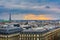 Cityscape over Paris at dusk