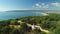 Cityscape over Sea garden park in Varna, Bulgaria. Aerial view toward Black sea coast.