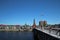 Cityscape overlooking the Bruges embankment and the bridge in Yoshkar-ola