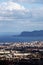 Cityscape of palermo with the gulf, dramatic sky