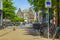 Cityscape Panorama buildings bicycles traffic in Groningen Holland Netherlands