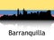 Cityscape Panorama Silhouette of Barranquilla, Colombia