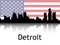 Cityscape Panorama Silhouette of Detroit, USA