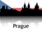 Cityscape Panorama Silhouette of Prague, Czechia
