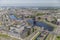 cityscape of a part of Rotterdam with a blue sky