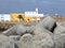 Cityscape of Peniche in Portugal with breakwater