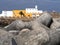 Cityscape of Peniche in Portugal with breakwater