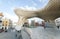 Cityscape with people walking around Metropol Parasol, urban project in the form of giant mushrooms