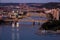 Cityscape of Pittsburgh and Evening Light.  Fort Duquesne Bridge in the Background