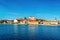 Cityscape in Ptuj Castle and old town Drava River Slovenia