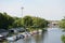 Cityscape of Rathenow with the Havel river and marina for sport