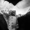Cityscape through Roentgen photo foot. Artistic look in black and white.