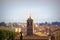 Cityscape of Rome, Italy, a view with tower of church Saint Maria in Trastevere