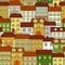 Cityscape seamless pattern with colorful houses