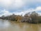 Cityscape in Serious flooding along river near the River Thames of Caversham, Reading area of Berkshire, England