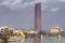 Cityscape of Seville, Spain,  with view of Seville tower, Triana bridge Guadalquivir river.