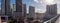 Cityscape showing skyline construction in Brickell neighborhood of Miami, Florida showing Hotels and apartments