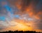 Cityscape silhouette at sunset