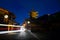 Cityscape in a small street in Kyoto You can see Yasaka Shrine, at dusk where the streets are shaded by tourists