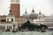 Cityscape with St. Mark`s square with cathedral, campanile, Doge`s palace