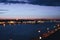 Cityscape of St Petersburg`s Famous Palace Bridge Across the Neva River at Night