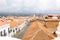 Cityscape of Sucre, Bolivia with the tower of the cathedral visible, Bolivia.