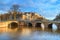 Cityscape on a sunny winter day - view of the bridges and canals in the historic center of Amsterdam