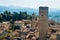 Cityscape and Torre di Gombito Tower in Bergamo Lombardy Italy