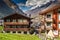 Cityscape Valley Old Town Scenery of Zermatt City, Switzerland, Landscape Architecture  Building of Swiss Traditional Against Alps