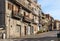 Cityscape at Via Lombardo street of Bronte town on western slope of Mount Etna volcano in Catania region of Sicily in Italy