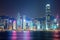 Cityscape With Vibrant Night Lights, Hong Kong\\\'s skyline dazzling with illuminated skyscrapers, AI Generated