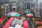 Cityscape - view of the Christmas Market on background the Aachen Cathedral