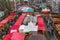 Cityscape - view of the Christmas Market on background the Aachen Cathedral