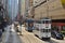 cityscape view with famous trams at Sheung Wan, hk 18 May 2013