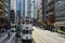 cityscape view with famous trams at Sheung Wan, hk 18 May 2013