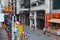 cityscape view with famous trams at Sheung Wan, hk 18 May 2013