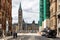 Cityscape view with historical buildings in downtown of Ottawa, Canada. Parliament building