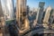 Cityscape view of luxury Dubai marina buildings