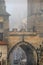Cityscape - view of the MalÐ° Strana Bridge Tower from the Charles Bridge in the early morning, Prague