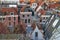 Cityscape - view of the red roofs city of Leiden at sunset time