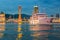 Cityscape view of Skyline and Port of Kobe with modern yacht